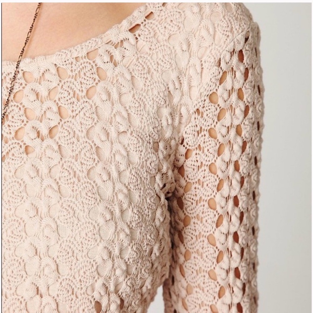 Free People Ivory Lace Crochet Gypsy Mini Dress XS New With Tags - Picture 3 of 10